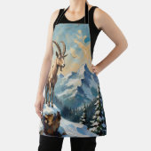 Vintage Mountain Goat on Frosted Christmas Ridge Schürze (InSitu)