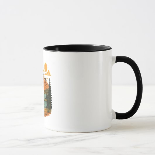 Vintage Mountain Landscape Illustration Tasse (Rechts)