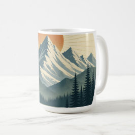 Vintage Mountain-Sonnenuntergangs-Abenteuer-Kaffee Kaffeetasse