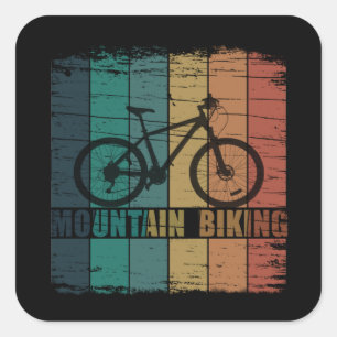Vintage-Mountainbike-Fahren Quadratischer Aufkleber
