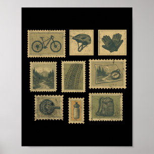 Vintage-Mountainbike-Postkarten-Trail-Abenteuer C Poster