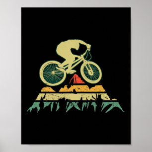 Vintage-Mountainbiken-Silhouette-Biker-Radfahrer B Poster