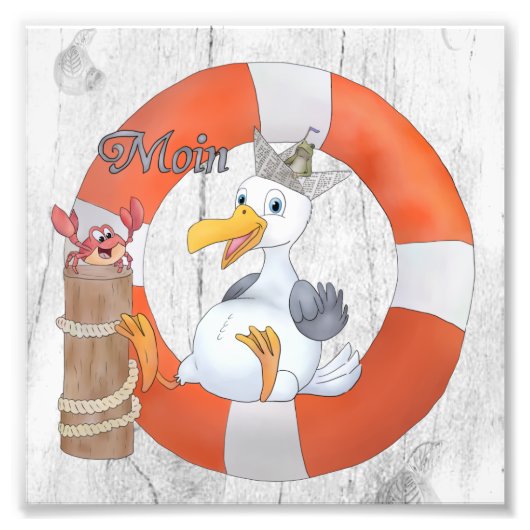 Vintage Möwe im Ring Fotodruck (Vorne)