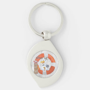 Vintage Möwe im Ring Schlüsselanhänger