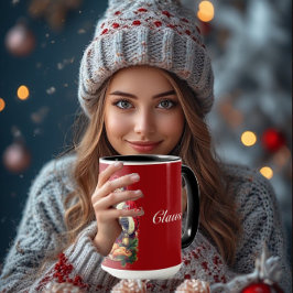 Vintage Mr and Mrs Claus Christmas Couple Newlywed Tasse