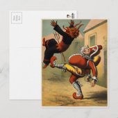 Vintage Mr. Punch tritt den Teufel Postkarte (Vorne/Hinten)