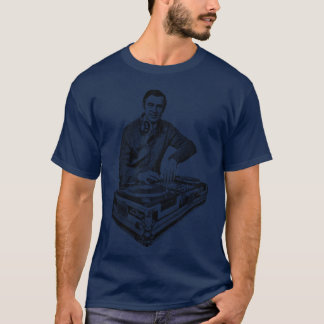 Vintage Mr Rogers DJ Plattenspieler schwarz T-Shirt