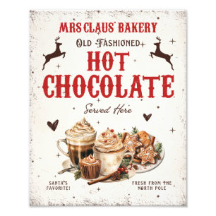 Vintage Mrs. Claus' Bäckerei Heiße Schokolade Weih Fotodruck