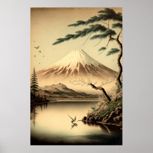 Vintage Mt. Fuji Japanischer Kunstdruck Poster