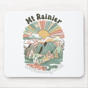 Vintage Mt Rainier Washington Berge Wandern Sonne Mousepad