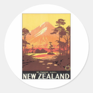 Vintage Mt. Taranaki Mt. Egmont Neuseeland Runder Aufkleber