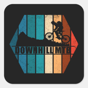 Vintage-MTB-Downhill-Mountainbiking Quadratischer Aufkleber