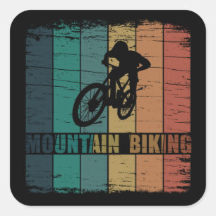 Vintage-MTB-Downhill-Mountainbiking Quadratischer Aufkleber
