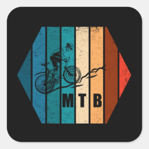 Vintage-MTB-Downhill-Mountainbiking Quadratischer Aufkleber