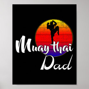 Vintage Muay Thai Papa Retro Sonnenuntergang Lusti Poster