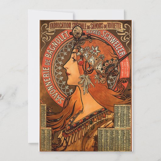 Vintage Mucha Art Einladungen (Vorderseite)