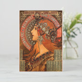 Vintage Mucha Art Einladungen (Stehend Vorderseite)