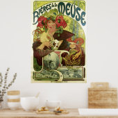 Vintage Mucha-Bierwerbung Poster (Küche)