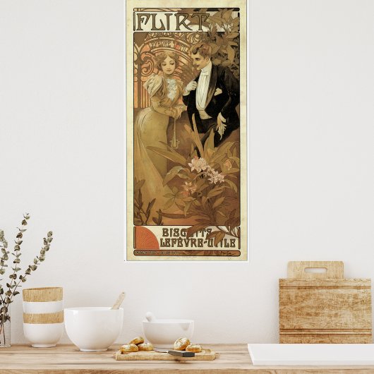 Vintage Mucha Flirt Biscuits Werbung Poster (Küche)