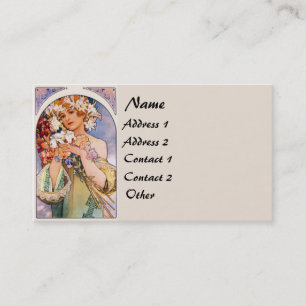 Vintage Mucha Lady Visitenkarte