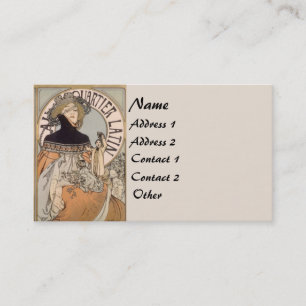 Vintage Mucha Latin Lady Visitenkarte