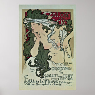 Vintage Mucha Salon des Cent Kunstausstellung Poster