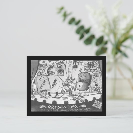 Vintage Mückenschutzkappe Postkarte (Stehend Vorderseite)