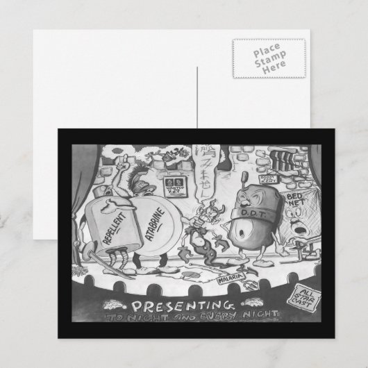 Vintage Mückenschutzkappe Postkarte (Vorne/Hinten)