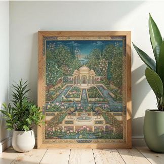 Vintage-Mughal-Miniatur-Pfau indische Kunst Poster