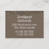 Vintage Mugshot-Bail-Anleihen Visitenkarte (Rückseite)