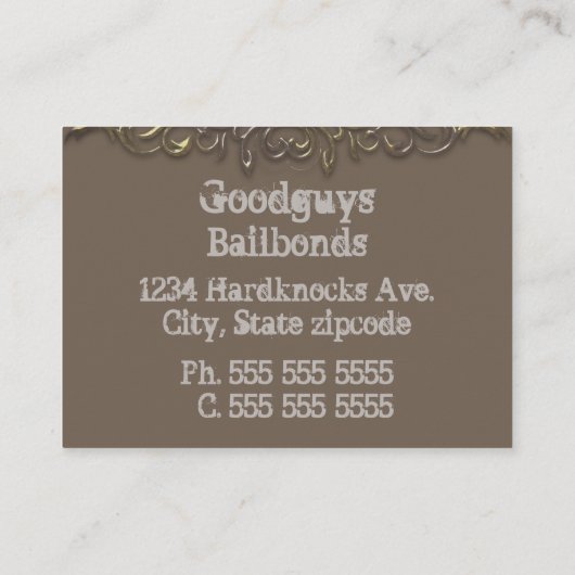 Vintage Mugshot-Bail-Anleihen Visitenkarte (Rückseite)