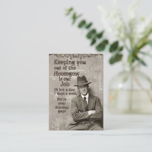 Vintage Mugshot-Bail-Anleihen Visitenkarte (Stehend Vorderseite)