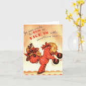 Vintage Mule-Kick-Urlaubskarte Karte (Gelbe Blume)