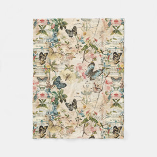 Vintage Multi-Butterfische und Blume Fleecedecke