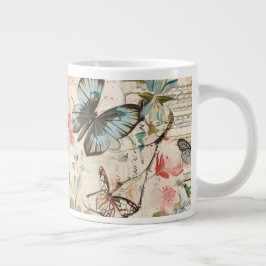 Vintage Multi-Butterfische und Blume Jumbo-Tasse