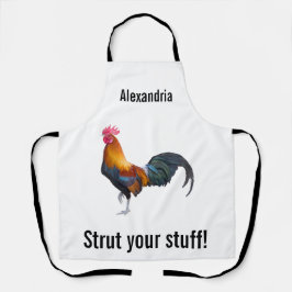 Vintage multicolored rooster  "strut your stuff"  schürze
