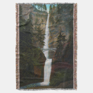 Vintage Multnomah Falls Oregon Throw Blanket Decke
