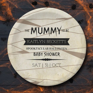Vintage Mumie wird geboren Halloween-Baby-Party Pappteller