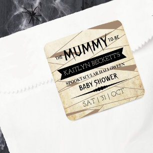 Vintage Mumie wird geboren Halloween-Baby-Party Quadratischer Aufkleber