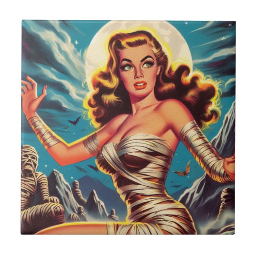 Vintage Mummy Girl Fliese (Vorderseite)