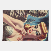 Vintage Mummy Girl Geschirrtuch (Horizontal)