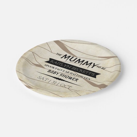 Vintage Mummy | Halloween-Kinderdusche Pappteller (Schrägansicht)