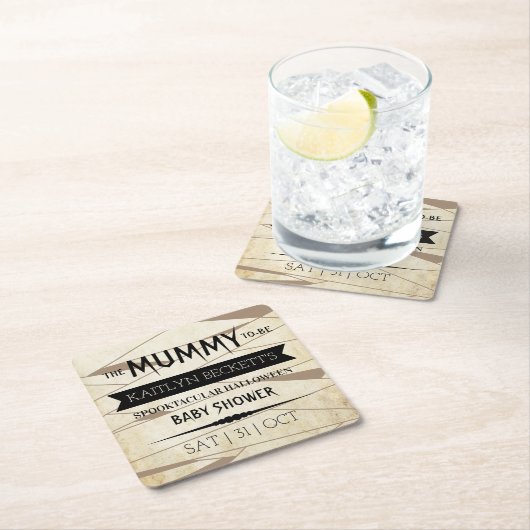 Vintage Mummy | Halloween-Kinderdusche Rechteckiger Pappuntersetzer (Vor Ort)