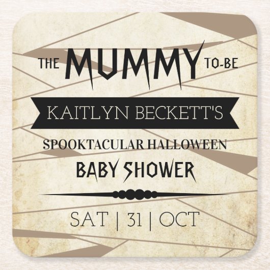 Vintage Mummy | Halloween-Kinderdusche Rechteckiger Pappuntersetzer (Vorderseite)
