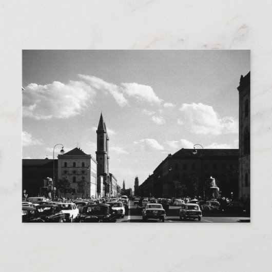 Vintage Münchner Ludwigstraße Postkarte (Vorderseite)
