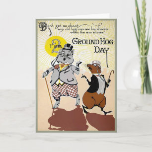 Vintage Murmeltiertag mit Schweinekarte Feiertagskarte