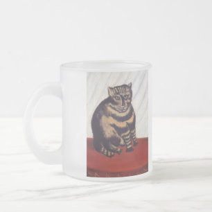 Vintage mürrische Katze Mattglastasse