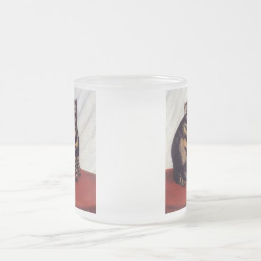 Vintage mürrische Katze Mattglastasse (Mittel)