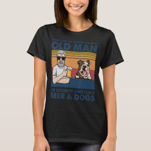 Vintage mürrischer alter Mann mag Bier und englisc T-Shirt