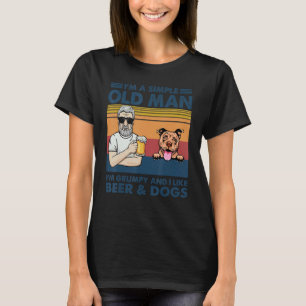 Vintage mürrischer alter Mann mag Bier und Hunde P T-Shirt